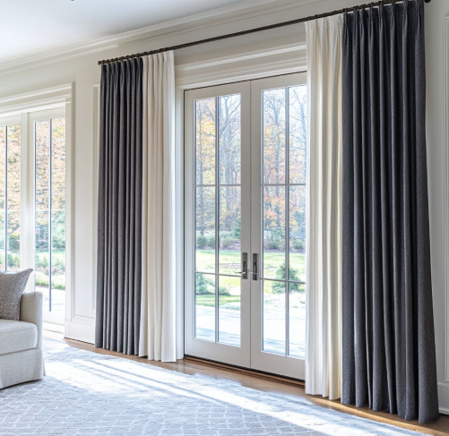Cortinas de doble capa para puertas correderas 
