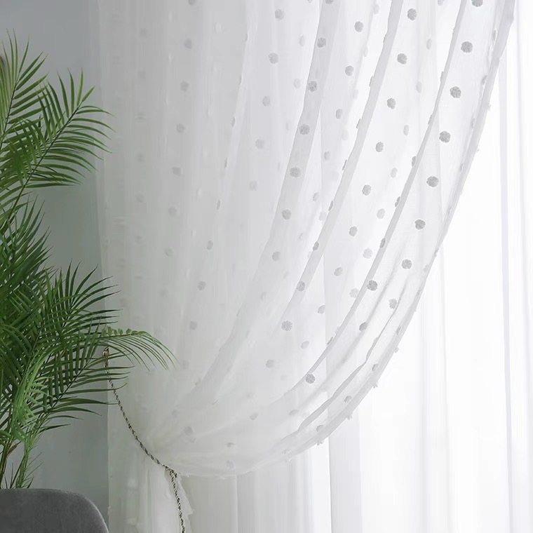 Elegante cortina transparente sólida para puerta francesa