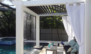 Pérgola con persianas ajustables de aluminio y cubierta para patio