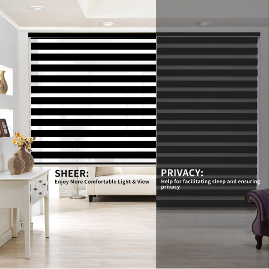Cortinas de cebra de apagón inalámbrico para puerta corredera de vidrio 