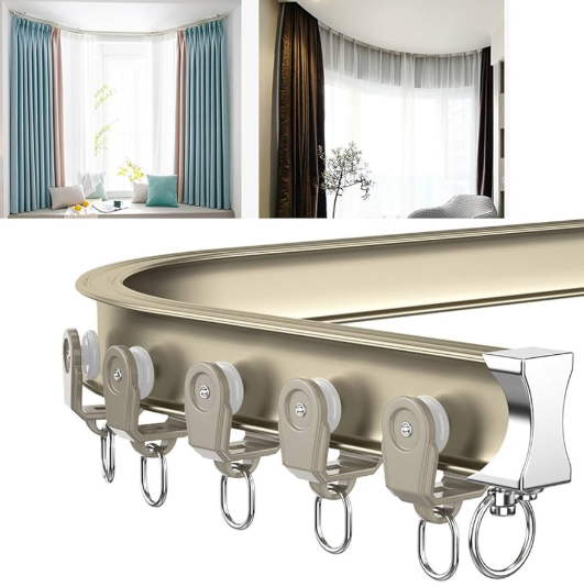 Riel de cortina curvo personalizado para ventanas saledizas y ventanas flexibles