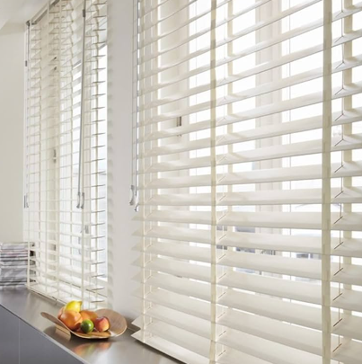 Persianas de ventana de 2 pulgadas de madera falsa