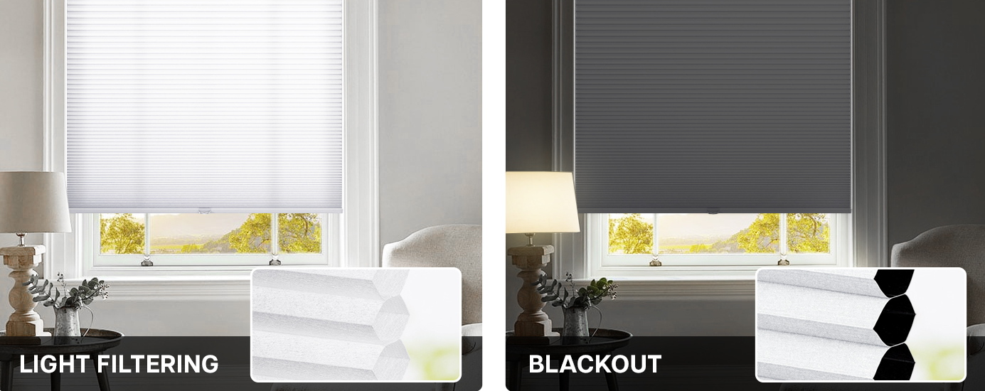 Filtrado de luz vs. Blackout TDBU Shades