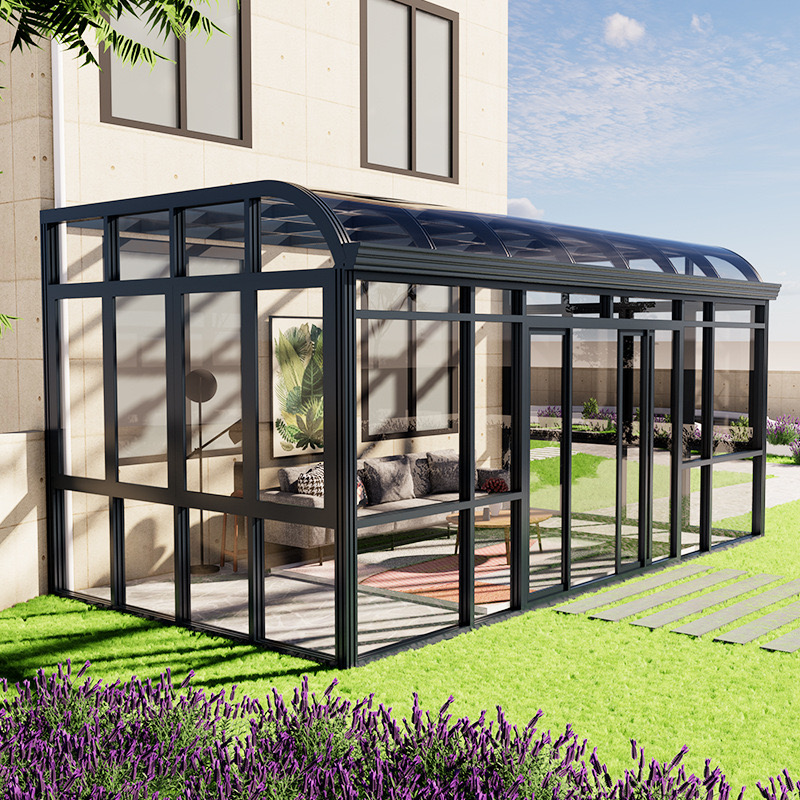 Pérgola de patio con techo de vidrio