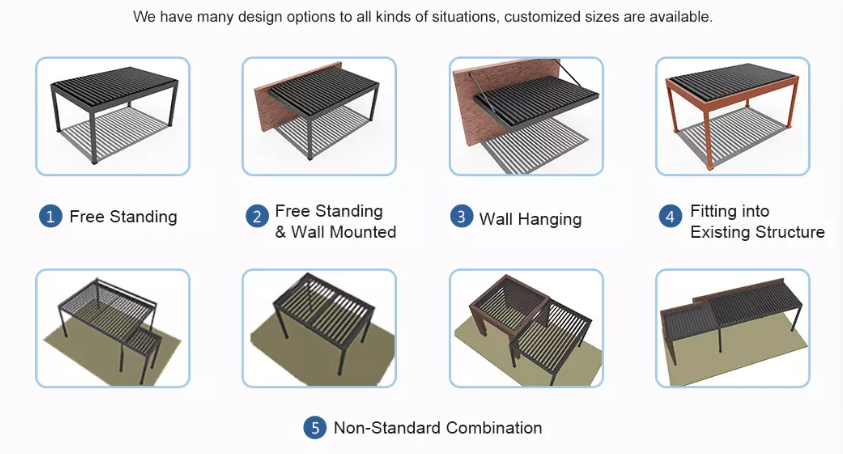 Kits de sistema de techo de la rejilla impermeable al aire libre de aluminio independiente